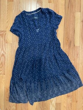 Anthropologie Maeve Navy Printed Blouse